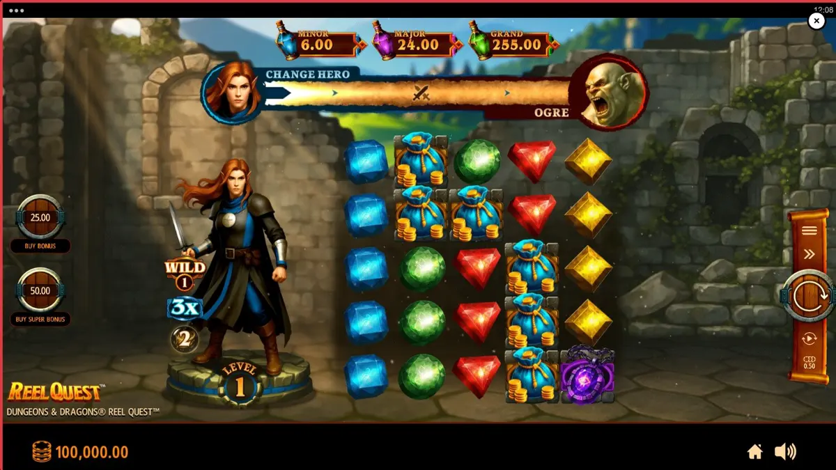 Dungeons & Dragons Reel Quest slot machine interface